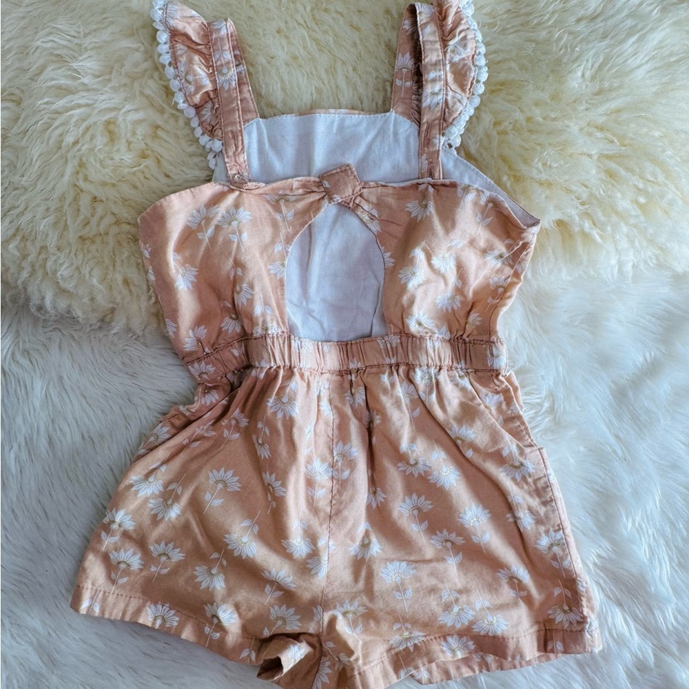 Rachel Zoe Peach Floral Romper - Girl Toddler/Baby 24 Months (2 Years Old)